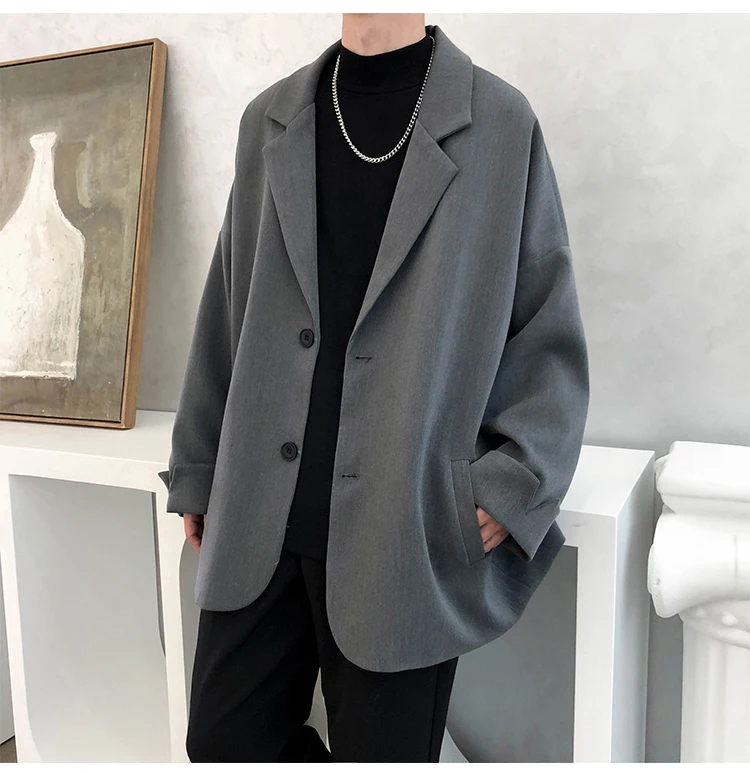 British-style Blazers Men Leisure Trendy Loose Suit Jackets Male Retro Daily Ins Streetwear All-match Simple Korean Suit-tops - Image 2