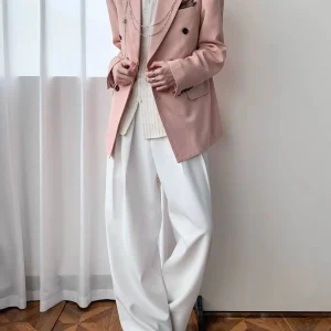 Korean Style Dusty Pink Unisex Oversized Blazer Loose Solid Color Streetwear Suit Jacket For Men Women Daily Office Party Wear