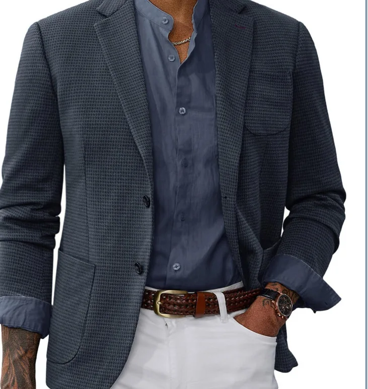 Blazers Coat Men Suits Office Double Buttons Turn Down Collar Pockets Casual Business Outerwear Blazer Suit Jacket Autumn 2025 - Image 3