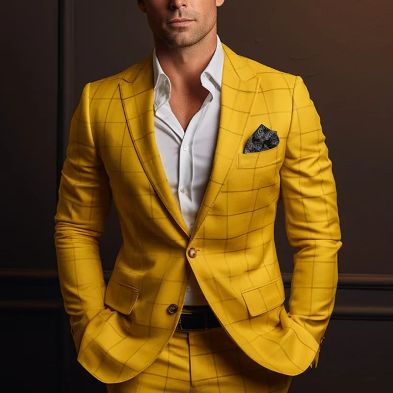 Men Blazers Coat Suits Office 2025 Autumn Outerwear Double Buttons Turn Down Collar Pockets Business Casual Blazer Suit Jacket - Image 6