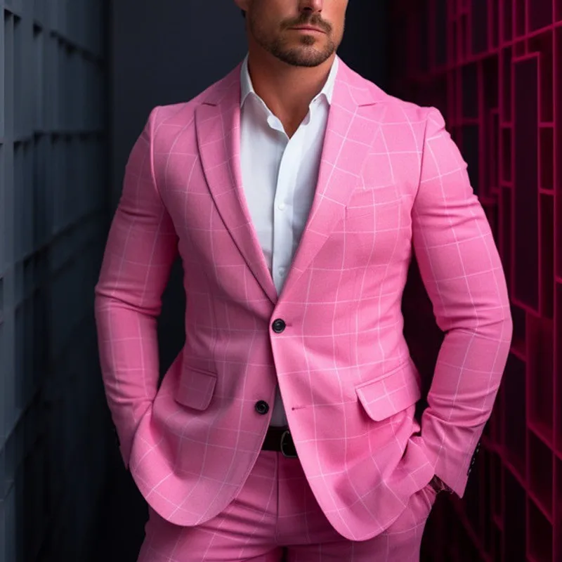 Men Blazers Coat Suits Office 2025 Autumn Outerwear Double Buttons Turn Down Collar Pockets Business Casual Blazer Suit Jacket