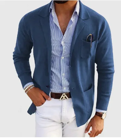 Blazers Coat Men Suits Office Double Buttons Turn Down Collar Pockets Casual Business Outerwear Blazer Suit Jacket Autumn 2025 - Image 4