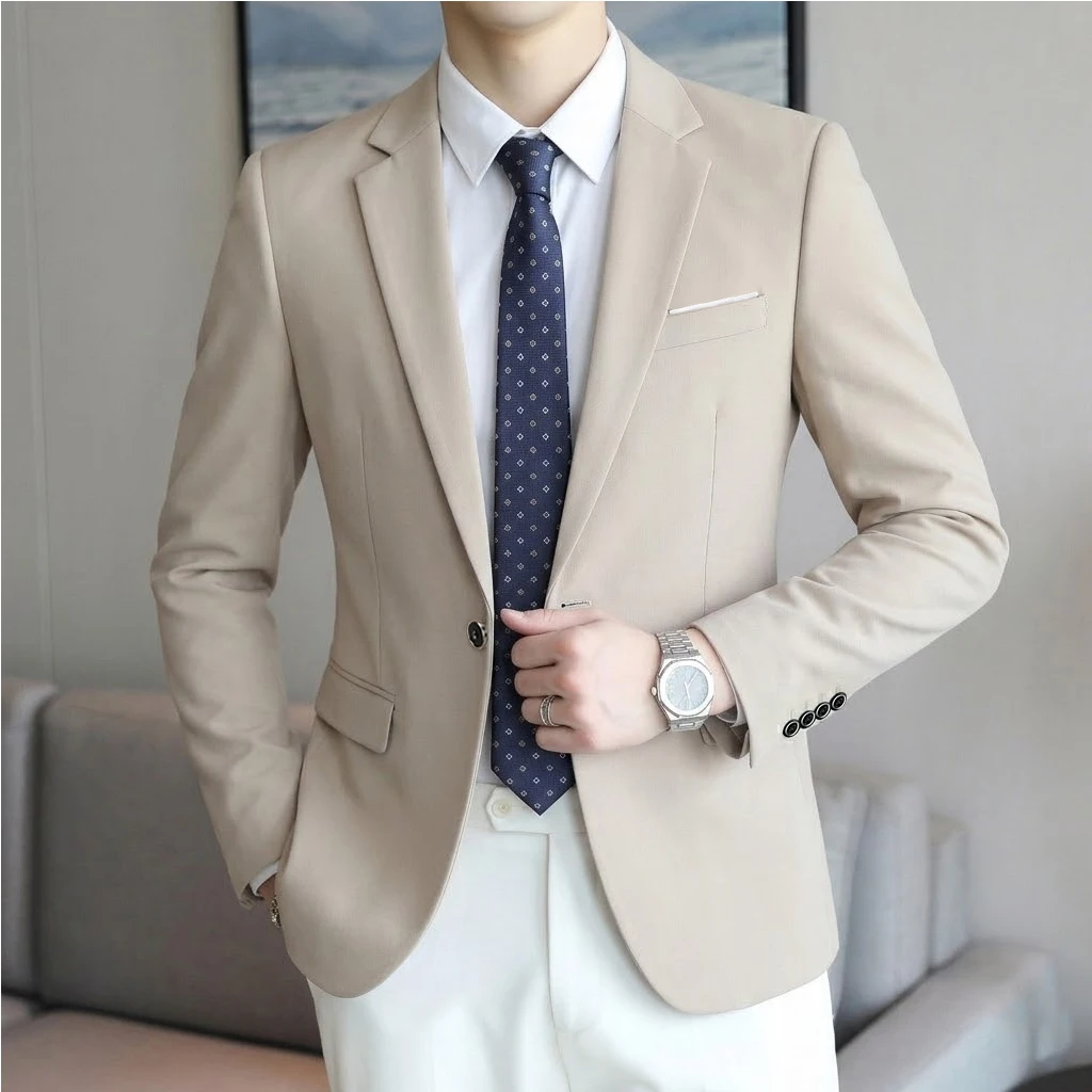 Boutique Fashion Solid Color High-end Brand Casual Business Men's Blazer Groom Wedding Gown Blazers for Men Suit Tops Jacke Coat