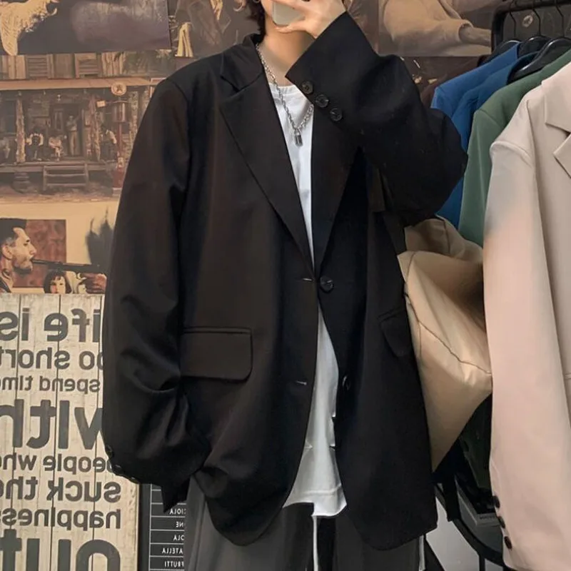 Korean Style Blazer Men Fashion Solid Color Business Casual Suit Jacket Men Streetwear Loose Dress Jackets Mens Formal Blazer - Image 4