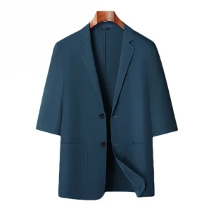 Summer ice silk thin section seven part sleeve suit men's plus size casual suit jacket Lightweight blazers for men 6XL 7XL 8XL