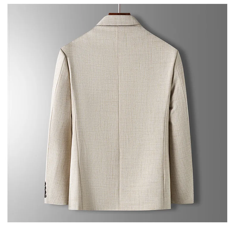Spring Autumn Men's Blazer Luxury Plaid Jacquard Casual Suit Jacket Gray Blue Beige Loose Male Coat Costume Homme - Image 6