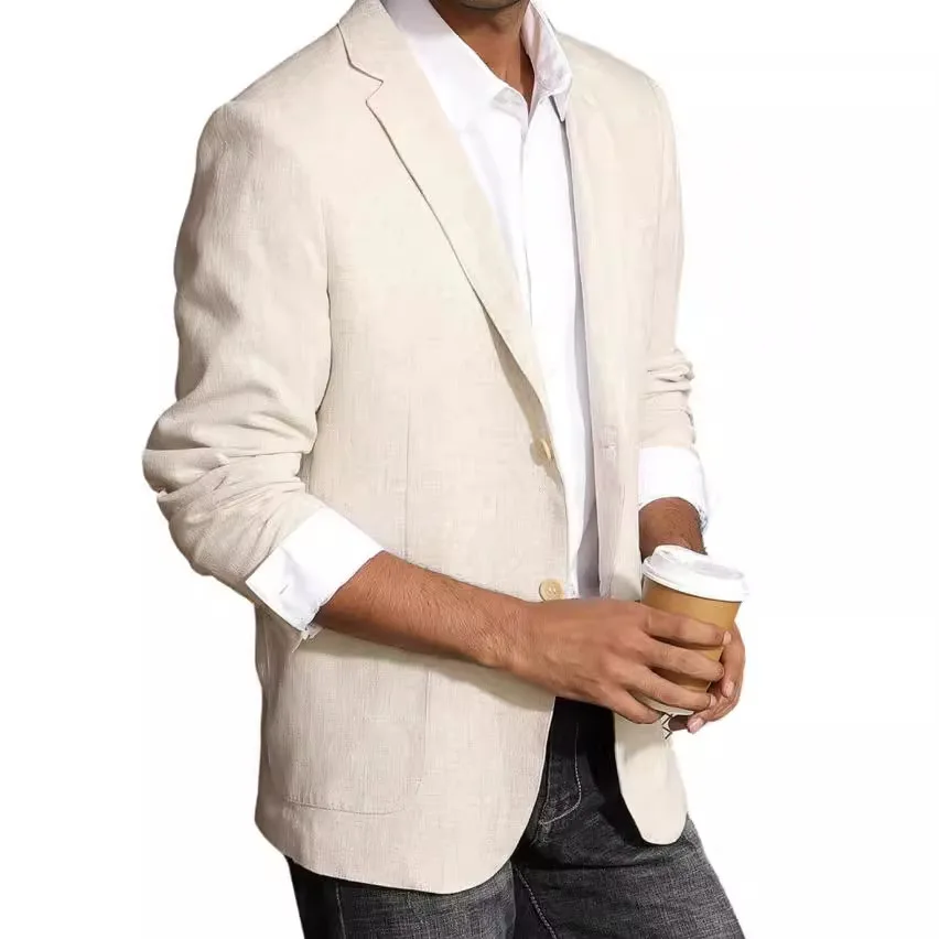 Blazers Coat Men Suits Office Double Buttons Turn Down Collar Pockets Casual Business Outerwear Blazer Suit Jacket Autumn 2025 - Image 2