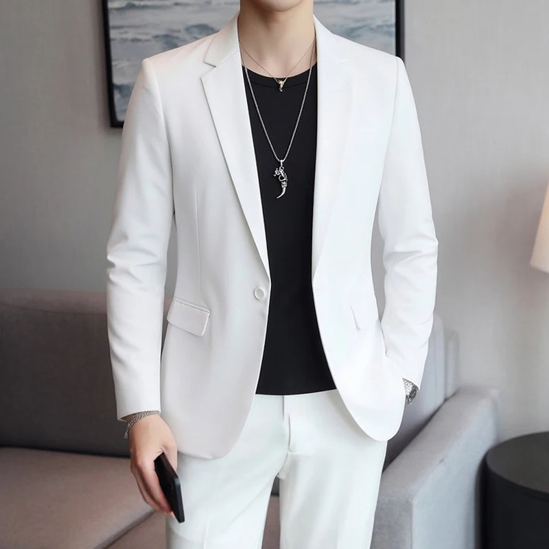 Boutique Fashion Solid Color High-end Brand Casual Business Men's Blazer Groom Wedding Gown Blazers for Men Suit Tops Jacke Coat - Image 4