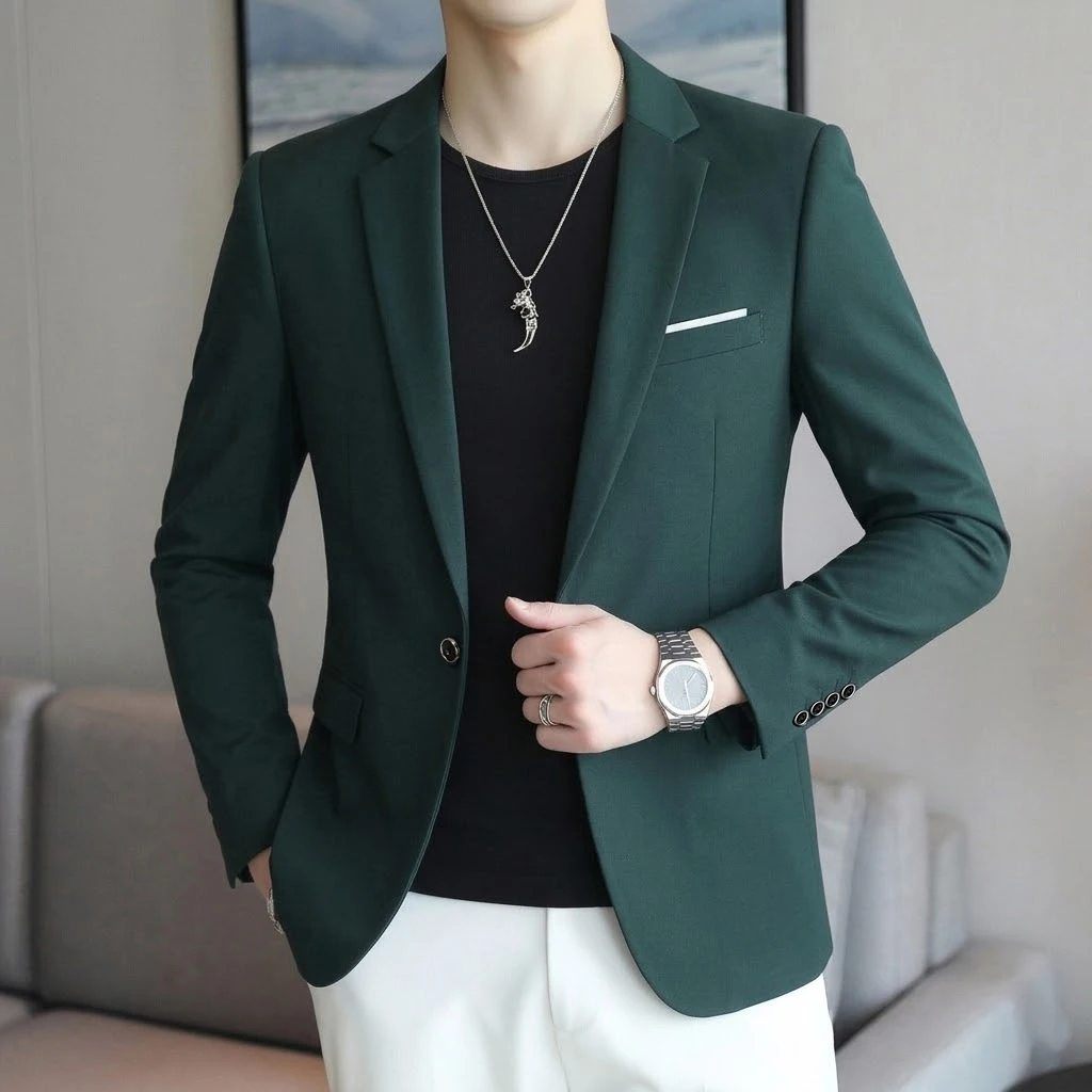 Boutique Fashion Solid Color High-end Brand Casual Business Men's Blazer Groom Wedding Gown Blazers for Men Suit Tops Jacke Coat - Image 2
